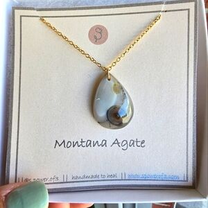 OOAK Unique Cut Montana Agate Drop Necklace